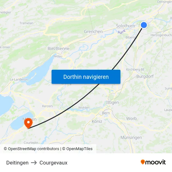 Deitingen to Courgevaux map