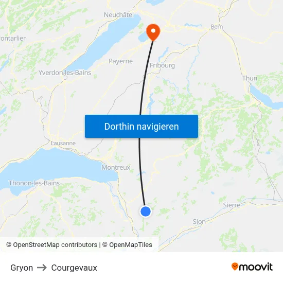 Gryon to Courgevaux map