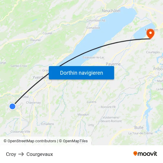 Croy to Courgevaux map