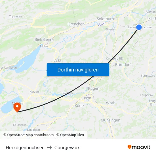 Herzogenbuchsee to Courgevaux map