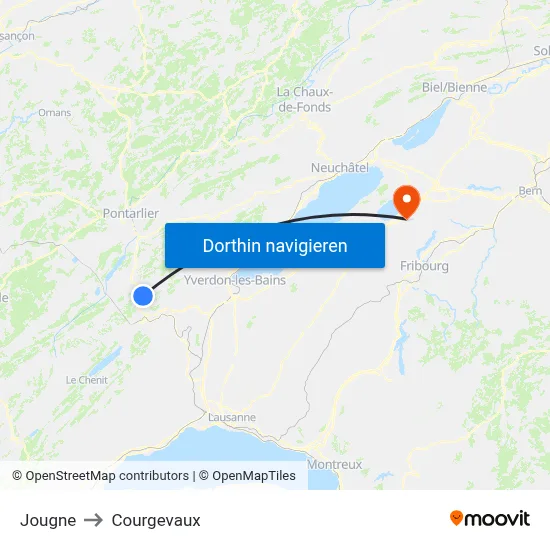 Jougne to Courgevaux map