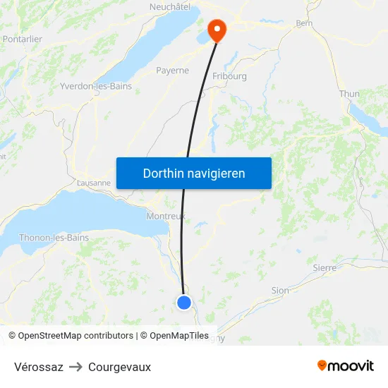 Vérossaz to Courgevaux map