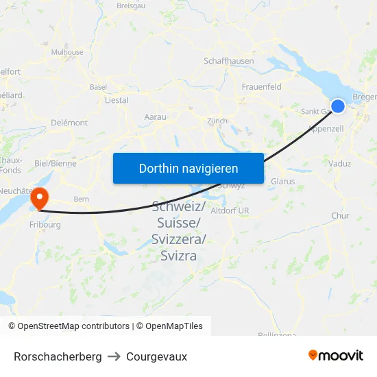 Rorschacherberg to Courgevaux map