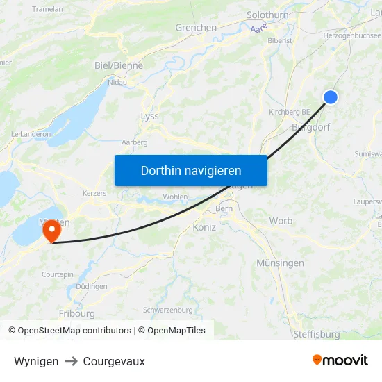 Wynigen to Courgevaux map