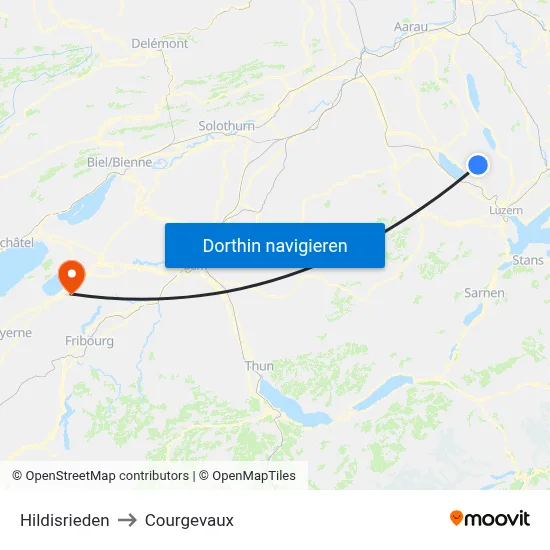 Hildisrieden to Courgevaux map