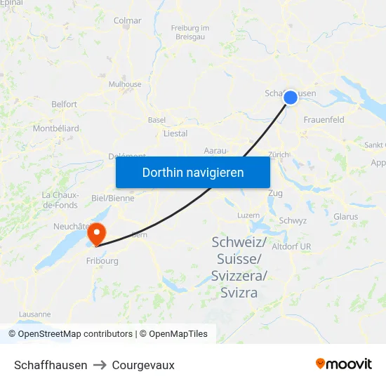 Schaffhausen to Courgevaux map