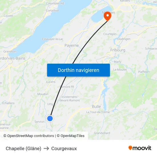 Chapelle (Glâne) to Courgevaux map