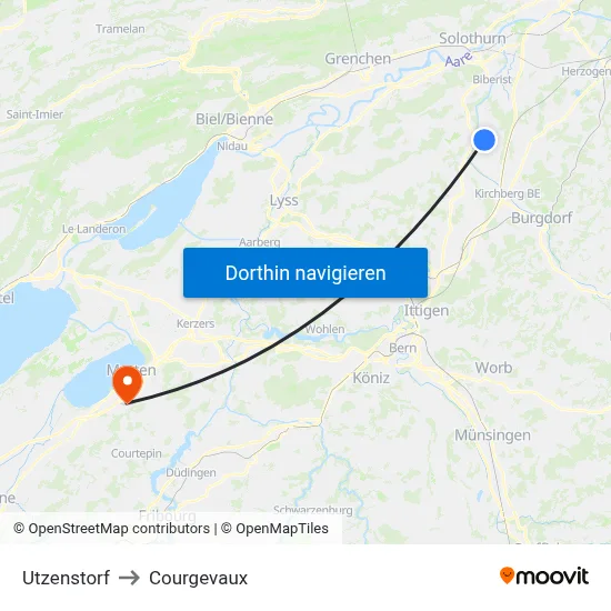 Utzenstorf to Courgevaux map