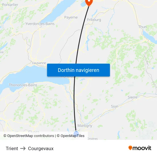 Trient to Courgevaux map