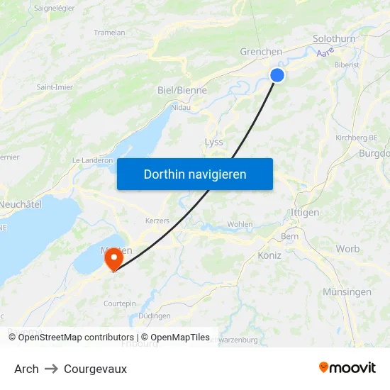 Arch to Courgevaux map