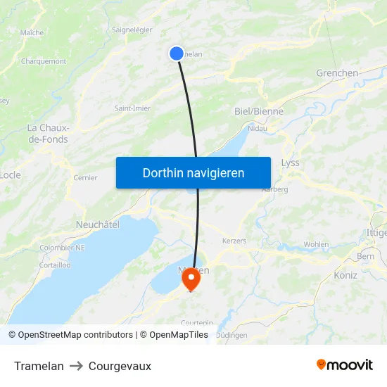 Tramelan to Courgevaux map