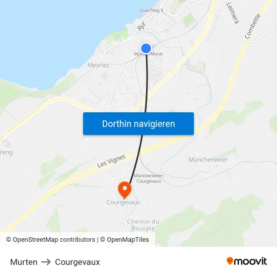 Murten to Courgevaux map