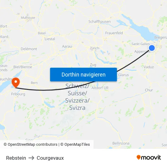 Rebstein to Courgevaux map