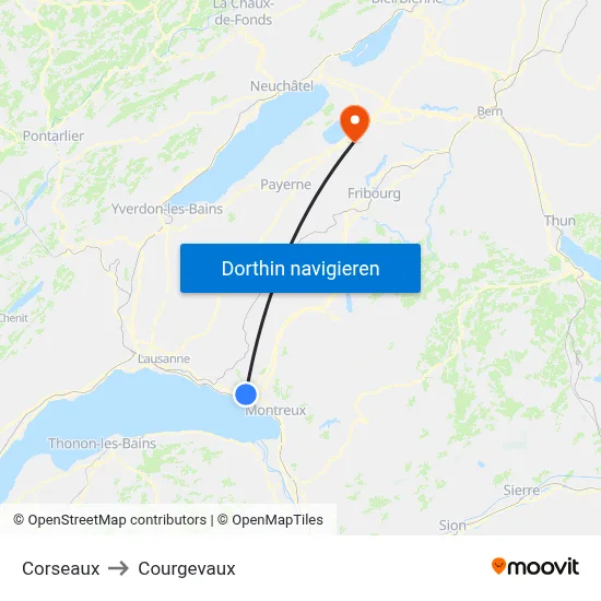Corseaux to Courgevaux map