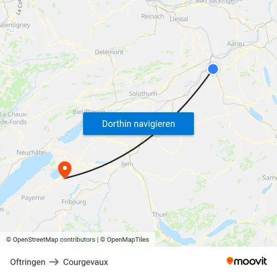 Oftringen to Courgevaux map