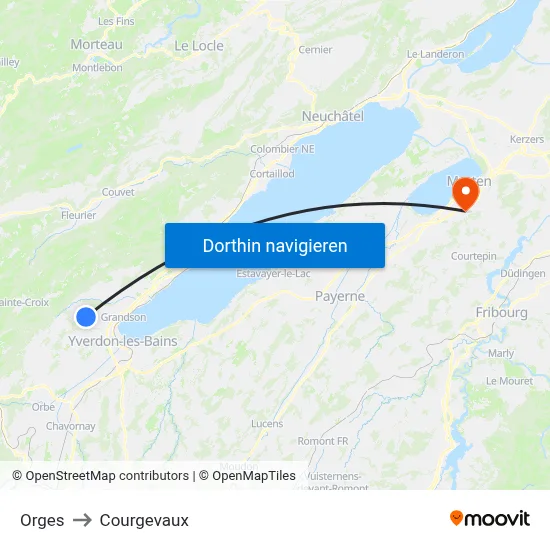 Orges to Courgevaux map