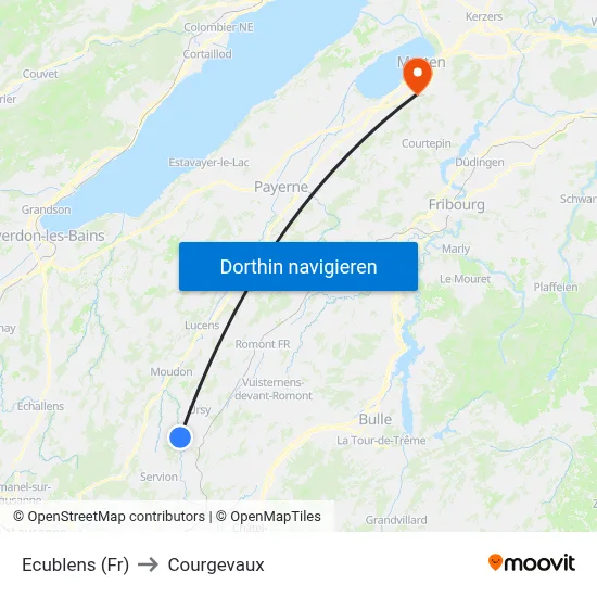 Ecublens (Fr) to Courgevaux map