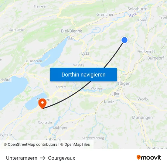 Unterramsern to Courgevaux map