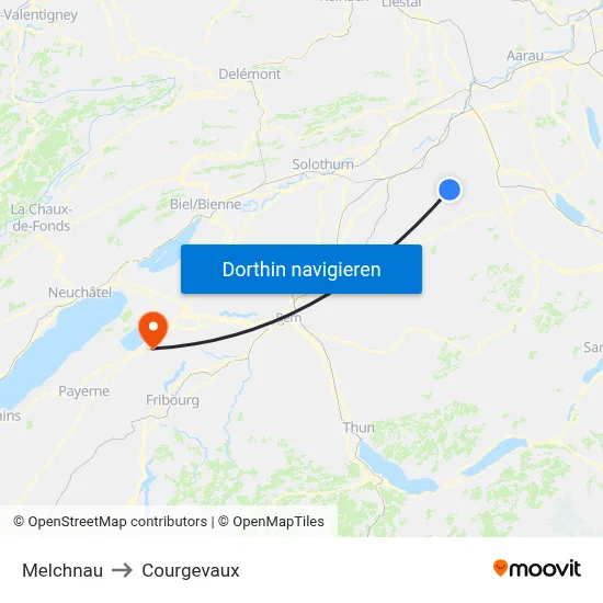 Melchnau to Courgevaux map