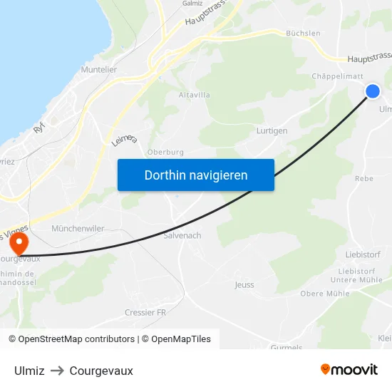 Ulmiz to Courgevaux map