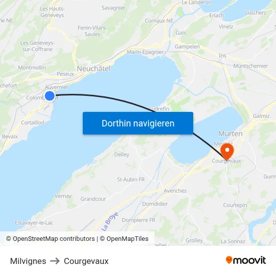 Milvignes to Courgevaux map