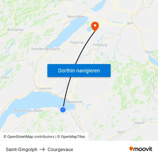 Saint-Gingolph to Courgevaux map