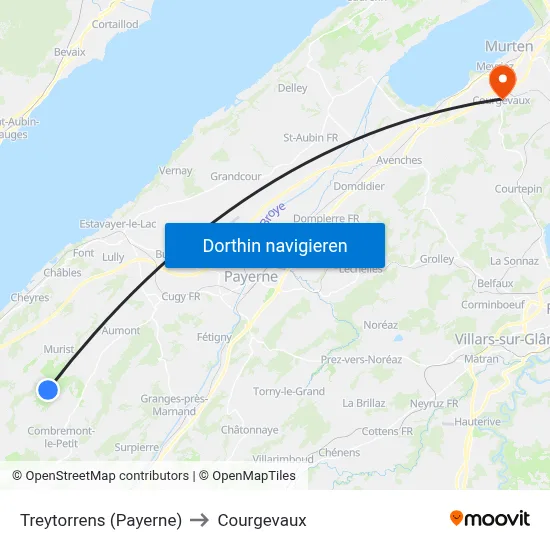 Treytorrens (Payerne) to Courgevaux map