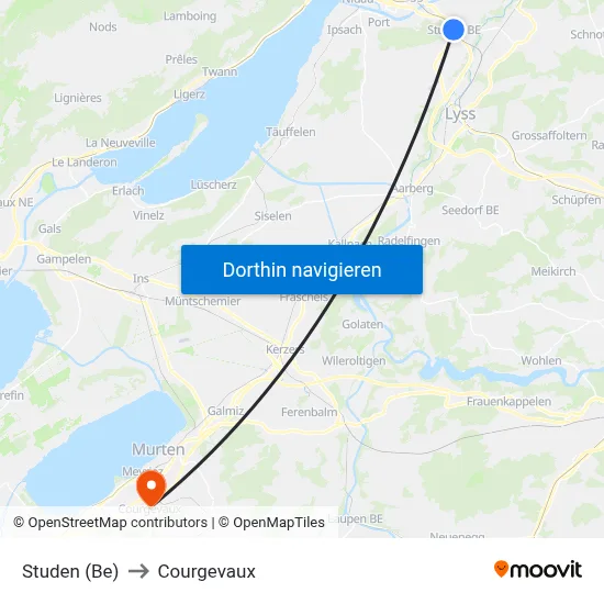 Studen (Be) to Courgevaux map