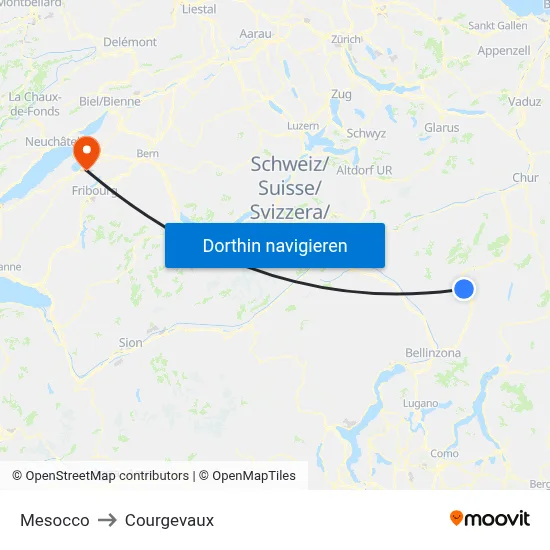 Mesocco to Courgevaux map
