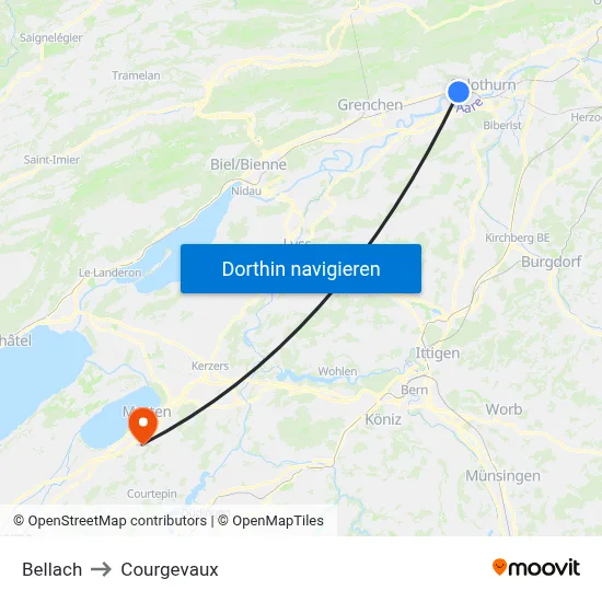 Bellach to Courgevaux map