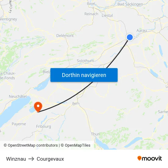 Winznau to Courgevaux map
