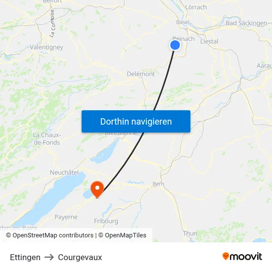 Ettingen to Courgevaux map