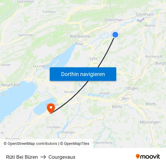 Rüti Bei Büren to Courgevaux map