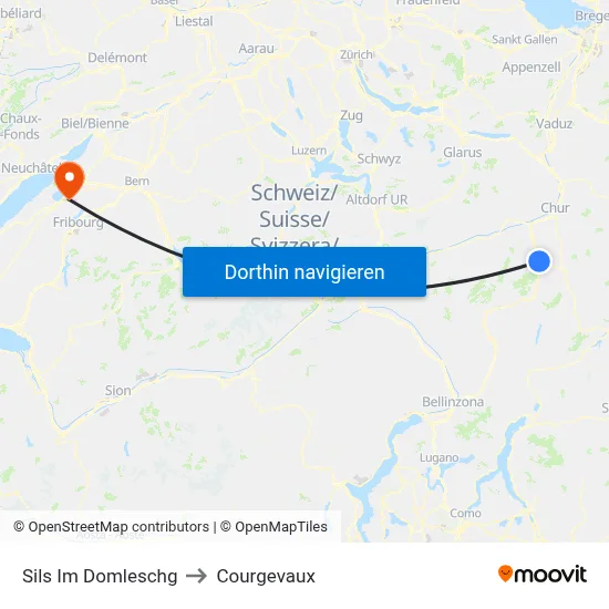 Sils Im Domleschg to Courgevaux map