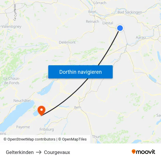 Gelterkinden to Courgevaux map