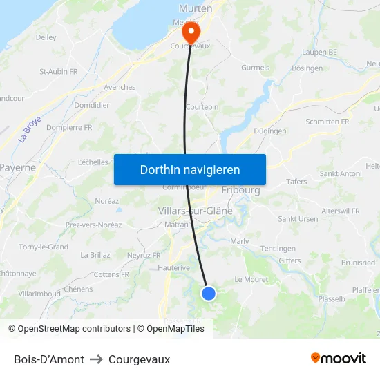 Bois-D’Amont to Courgevaux map