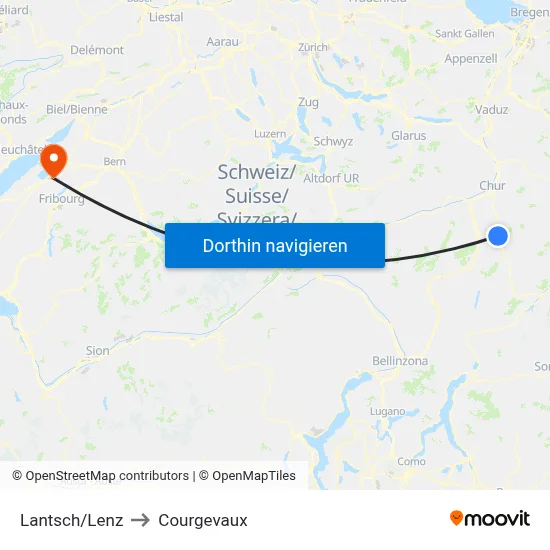 Lantsch/Lenz to Courgevaux map