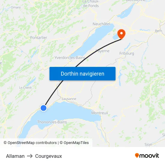 Allaman to Courgevaux map