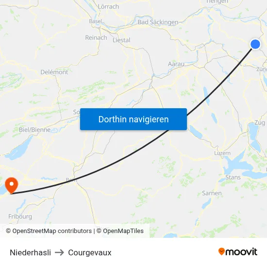 Niederhasli to Courgevaux map