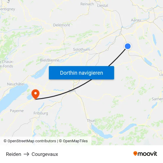 Reiden to Courgevaux map