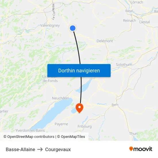 Basse-Allaine to Courgevaux map