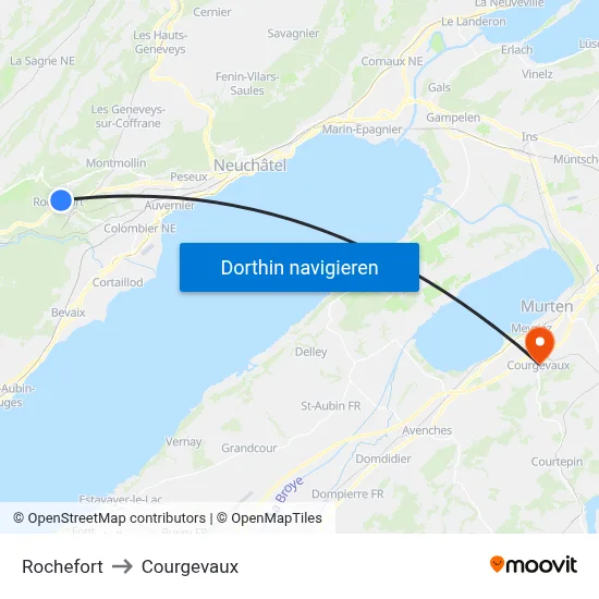Rochefort to Courgevaux map