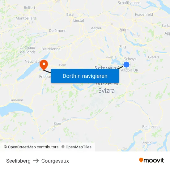 Seelisberg to Courgevaux map