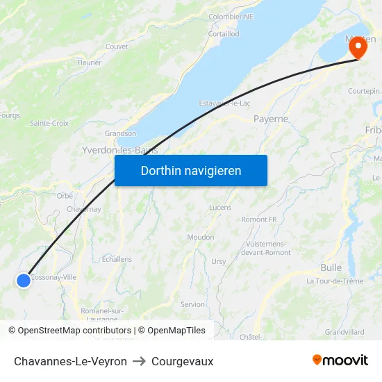 Chavannes-Le-Veyron to Courgevaux map