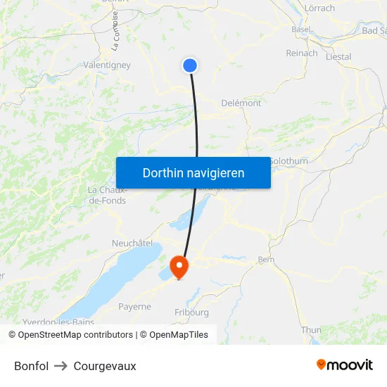 Bonfol to Courgevaux map
