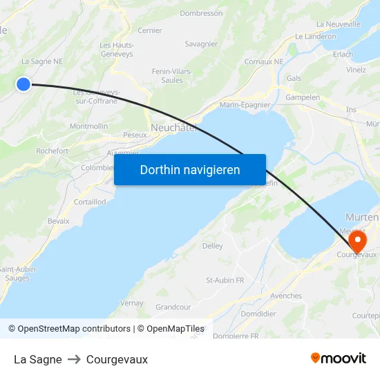 La Sagne to Courgevaux map