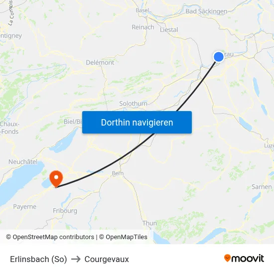 Erlinsbach (So) to Courgevaux map