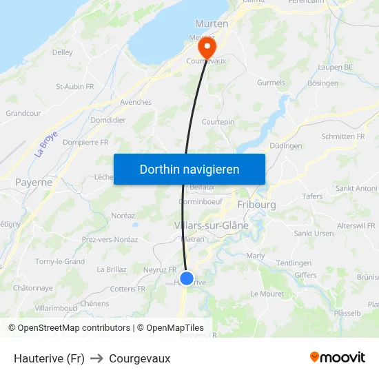 Hauterive (Fr) to Courgevaux map