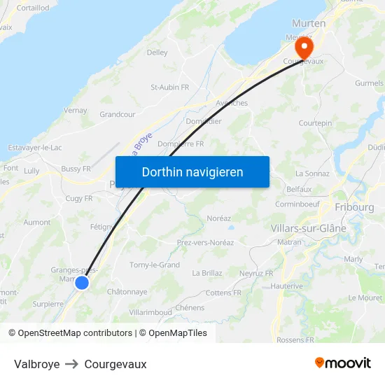 Valbroye to Courgevaux map
