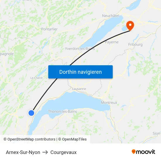 Arnex-Sur-Nyon to Courgevaux map